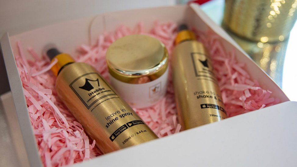 iHobbs haircare products in a gift box.